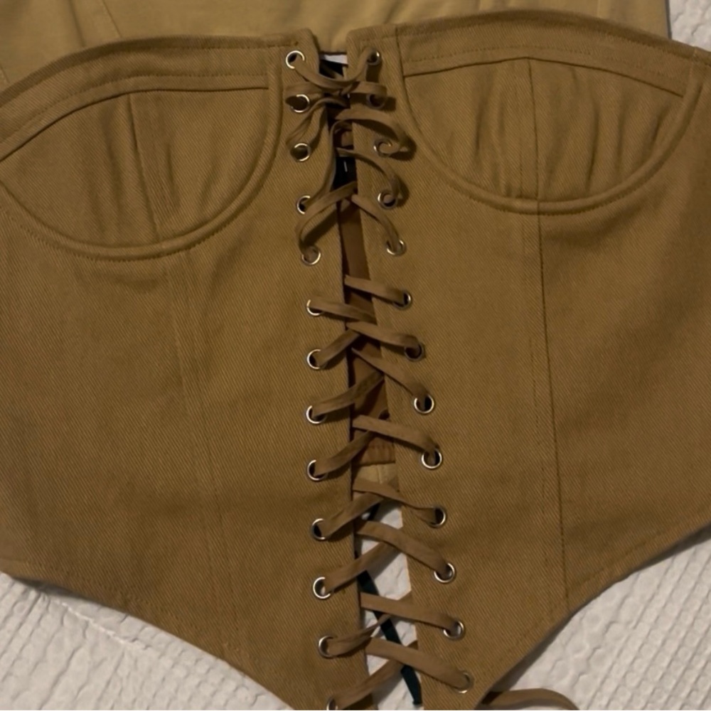 Tan Lace-Up Corset Top